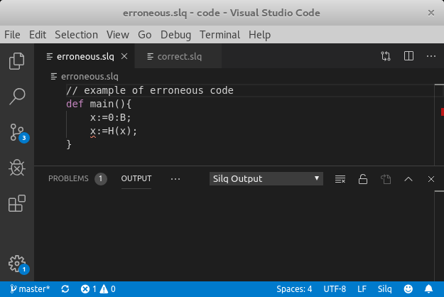 SILQ - primjer pisanja koda u alatu Visual Studio Code